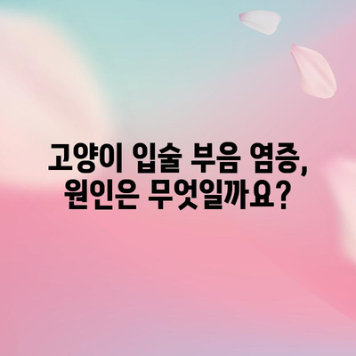 고양이 입술 부음 염증 대처법, 원인과 치료 방법