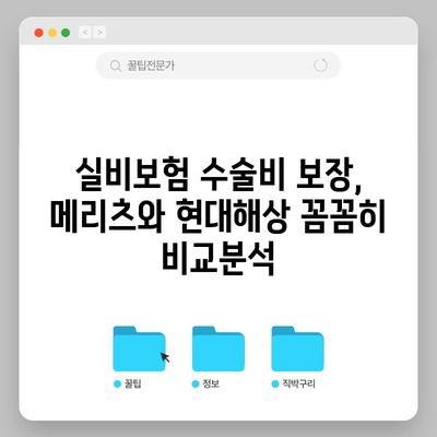 실비보험 비교 분석 | 메리츠, 현대해상, 수술비 보장 차이점