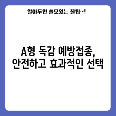 독감 예방의 필수품 | A형 독감 예방접종 가이드