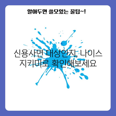 신용사면 확인 가이드 | 나이스 지키미 활용하기