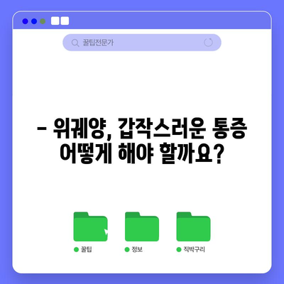 위궤양 대처법 | 응급처치 가이드