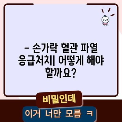 손가락 혈관 파열 | 원인, 증상, 관리 요령