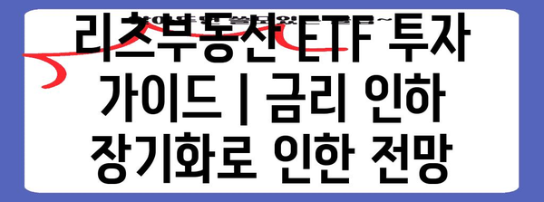 리츠부동산 ETF 투자 가이드 | 금리 인하 장기화로 인한 전망