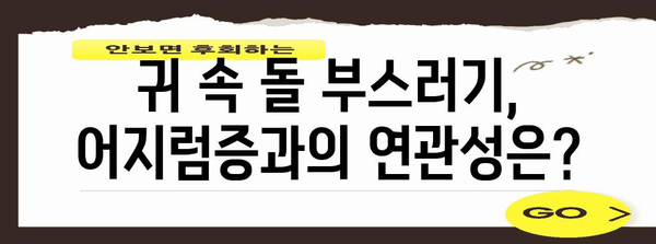 귀 속 돌 부스러기 | 어지럼증 치료법과 예방법