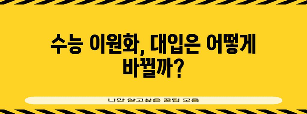 수능 이원화, 당신에게 맞는 선택은? | 수능 개편, 입시 전략, 교육 과정, 대입