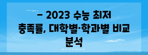 2023 수능 최저 충족 비율 분석| 대학별, 학과별 현황 비교 | 수능, 최저학력기준, 대입전략