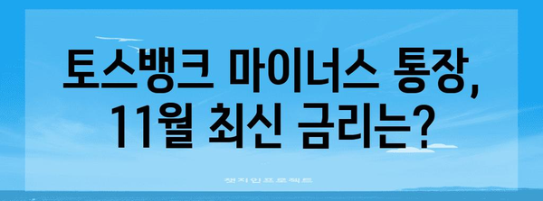 토스뱅크 마이너스 통장 최신 금리 정보, 2024년 11월 기준