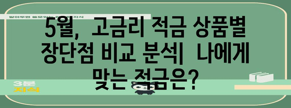 고금리 적금 5월 추천 | 비교 분석과 최고 금리