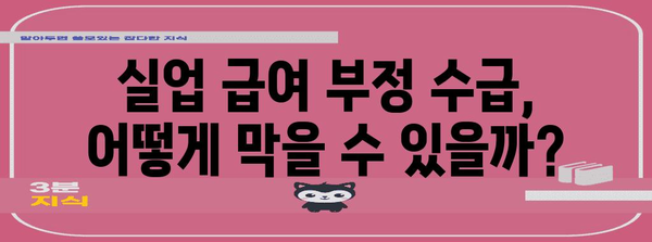 실업 급여 부정 수급 | 대안과 대책