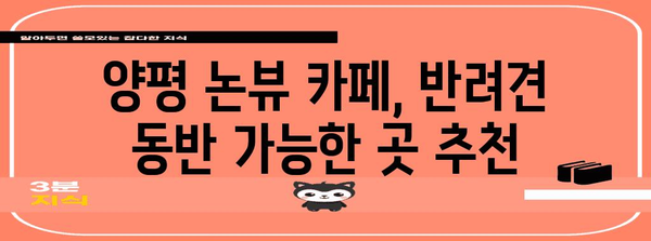 양평의 힐링 여행 | 반려견 동반 논뷰 카페 추천