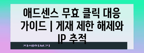 애드센스 무효 클릭 대응 가이드 | 게재 제한 해제와 IP 추적