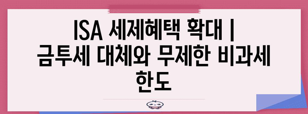 ISA 세제혜택 확대 | 금투세 대체와 무제한 비과세 한도