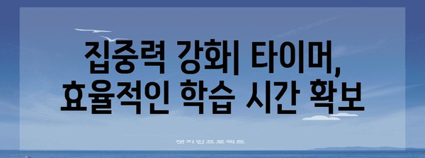수능 성공을 위한 최적의 타이머 활용법 | 수능, 시간관리, 집중력, 효율성