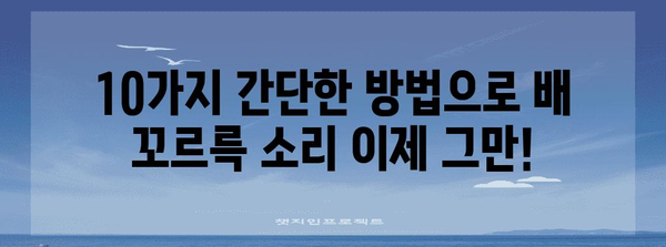 배에서 꾸르륵 소리 종식 대책 | 10가지 자연 치료법