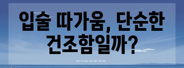 입술 따가움 | 숨겨진 원인과 치료법