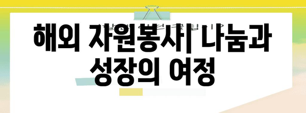 해외 자원봉사 | 기술과 리더십을 키우는 기회