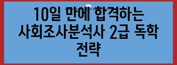 사회조사분석사 2급 독학으로 10일 합격 | 꿀팁과 강의 추천