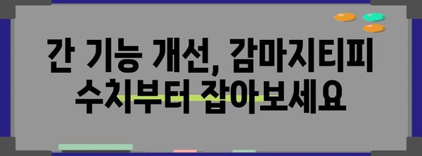 간 기능 개선을 위한 감마지티피 수치 정상화 팁