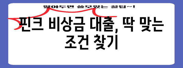 핀크 비상금 대출 | 조건 및 금리 비교 가이드