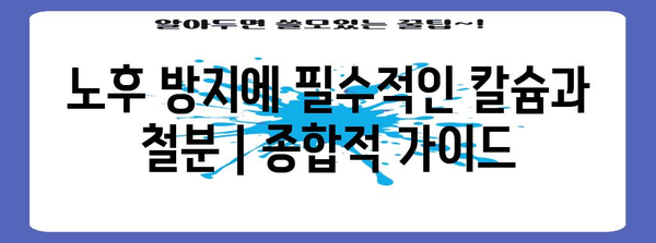 노후 방지에 필수적인 칼슘과 철분 | 종합적 가이드