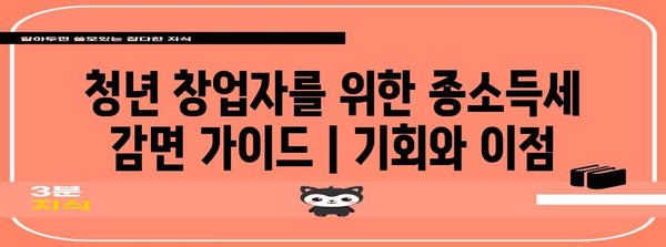 청년 창업자를 위한 종소득세 감면 가이드 | 기회와 이점