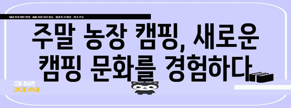 주말 농장 캠핑 | 안락함과 모험이 만나는 힐링 체험