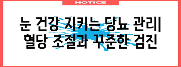 당뇨 합병증 종류와 예방 대책 | 눈 건강 관리의 중요성